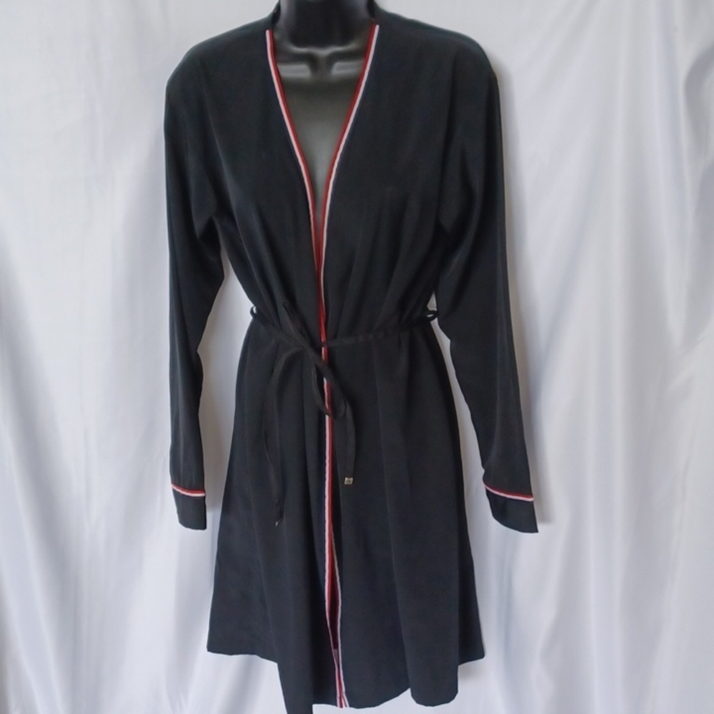 Tommy Hilfiger Sleepwear Robe - size S, Black with signature red/white/blue strp